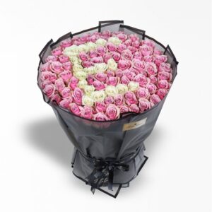 101 Li Pembe Beyaz Gül Buketi