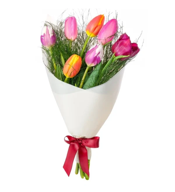 10 LU RENKLİ LALE BUKETİ
